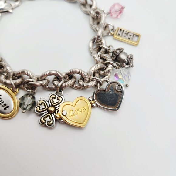 Brighton Power of Pink Breast Cancer Charm Silver Tone Retired Ribbon Bracelet - Picture 3 of 6